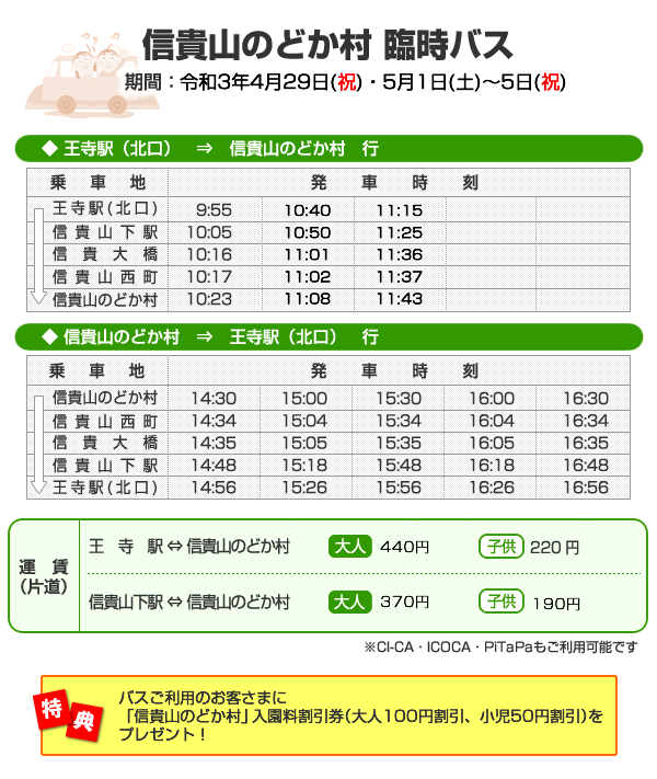 のどか村臨時バス